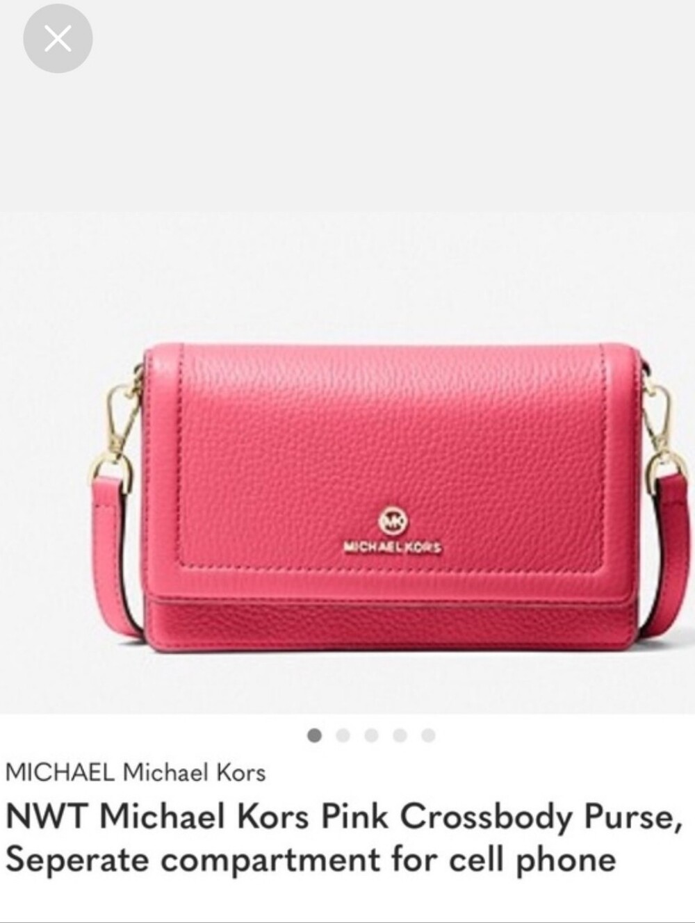 NWOT Michael Kors Jet Set Small Charm Leather Phone Crossbody - Picture 2 of 16